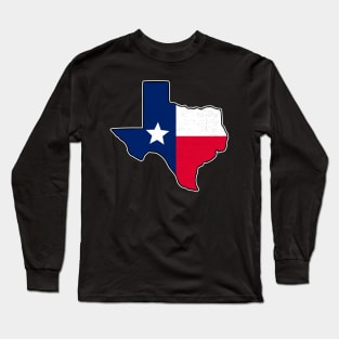 Texas US Flag Map Cool Distressed STATE-5 Long Sleeve T-Shirt
